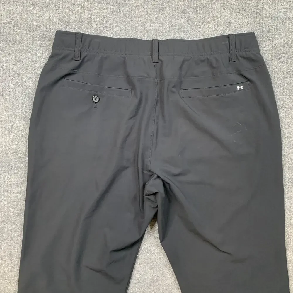 Under Armour Pants Mens 38 Black Gripper Waistband Performance Golf Travel Chino